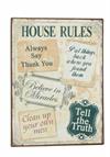 Metal skilt med House Rules 26x35cm